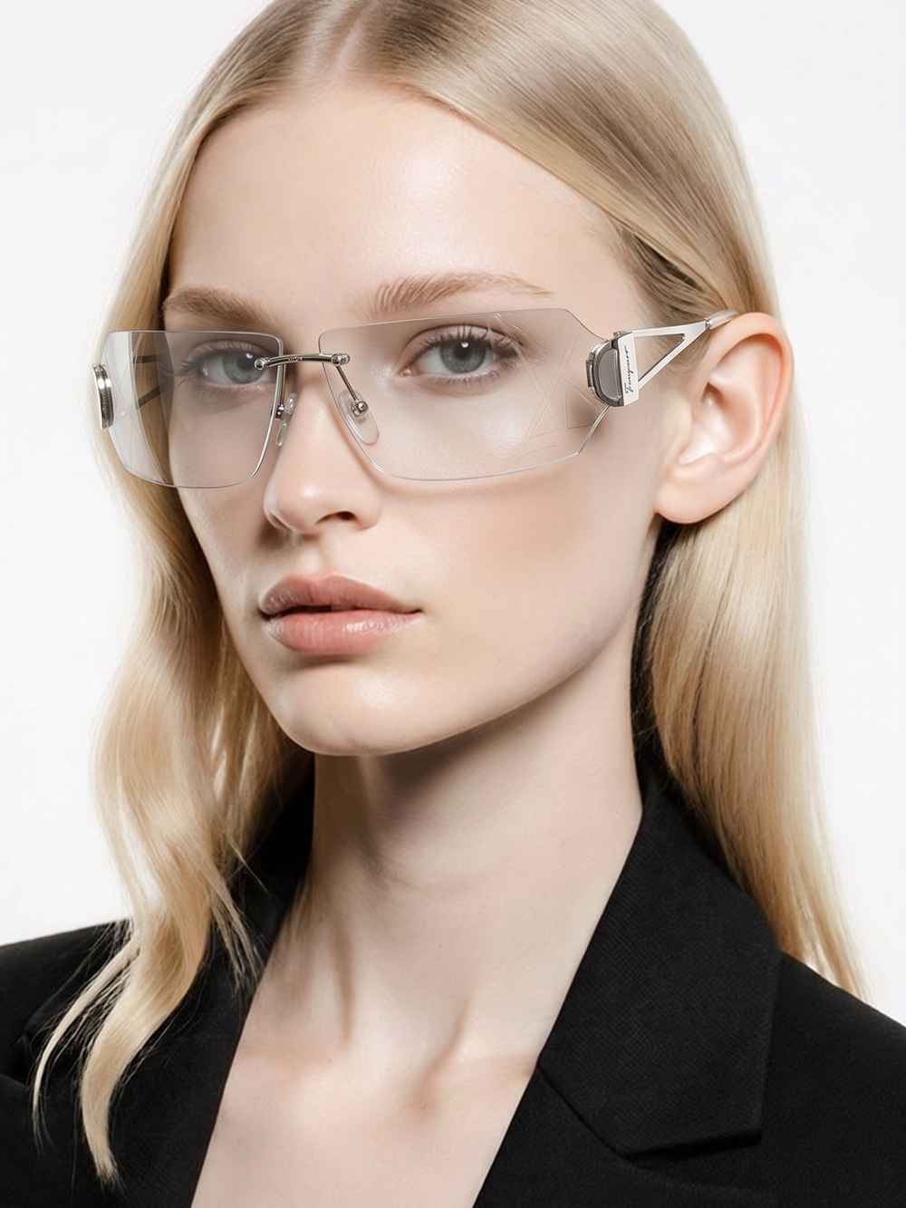 Authentic Salvatore Ferragamo for men and women Silver Rimless Shield Sunglasses